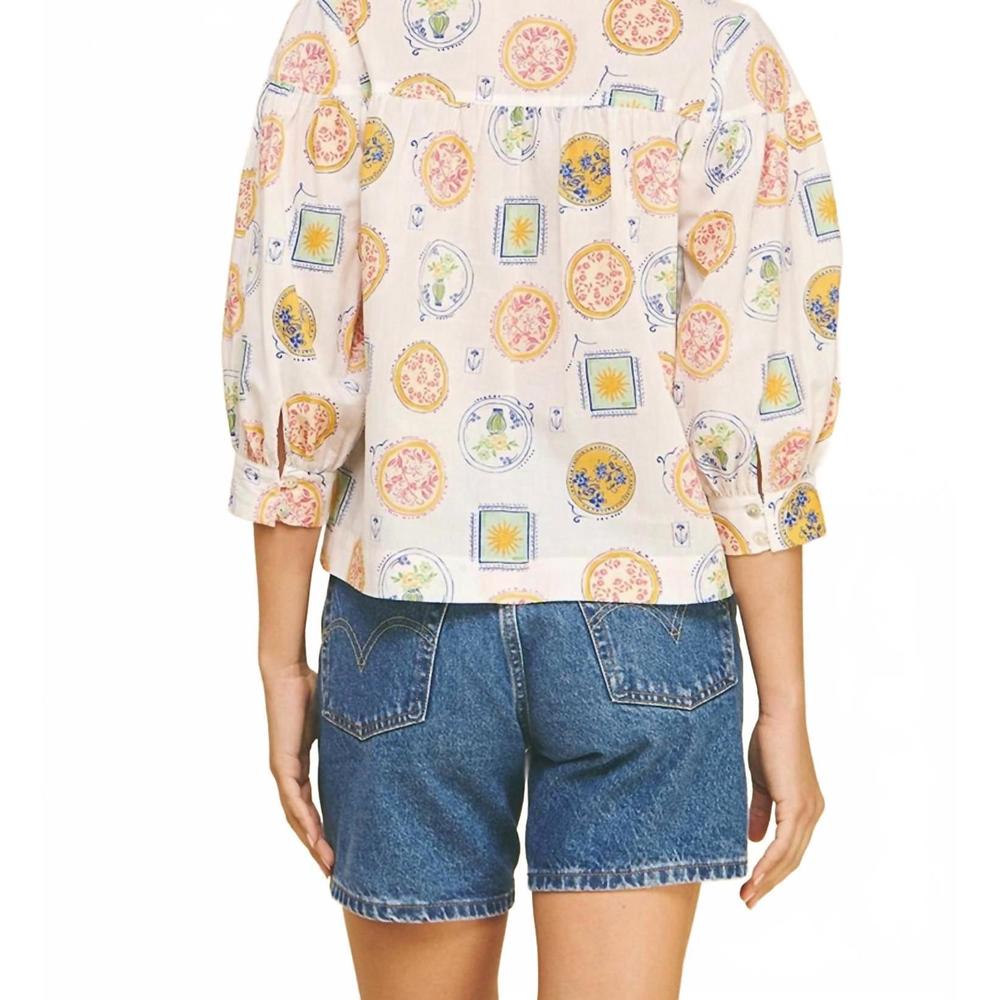 NEW PINCH amalfi print button down top in white - Picture 3 of 6